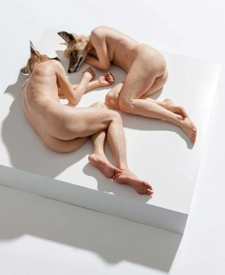 Hombre con cabeza de perro, 2008 — escultura hiperrealista de Sam Jinks
