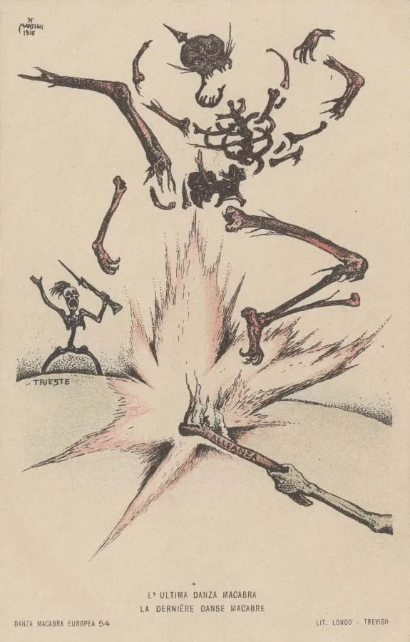 Alberto Martini: L'ultima danza macabra (litografía, Danza Macabra Europea, 1915-1916)