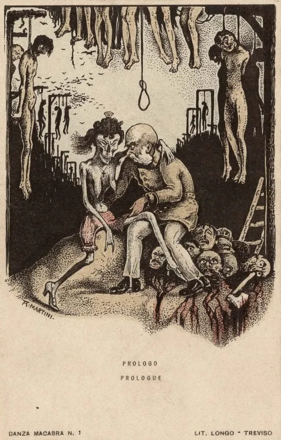 Alberto Martini: Prologo (litografía, Danza Macabra Europea, 1915-1916)