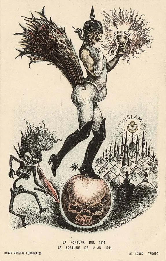 Alberto Martini: La fortuna del 1914 (litografía, Danza Macabra Europea, 1915-1916)