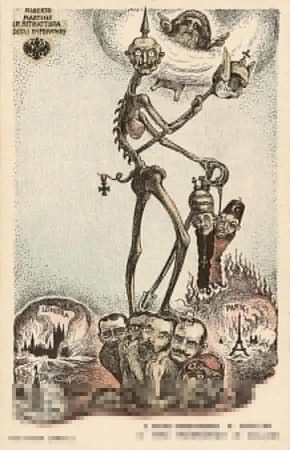 Alberto Martini: La struttura degli imperi (litografía, Danza Macabra Europea, 1915-1916)