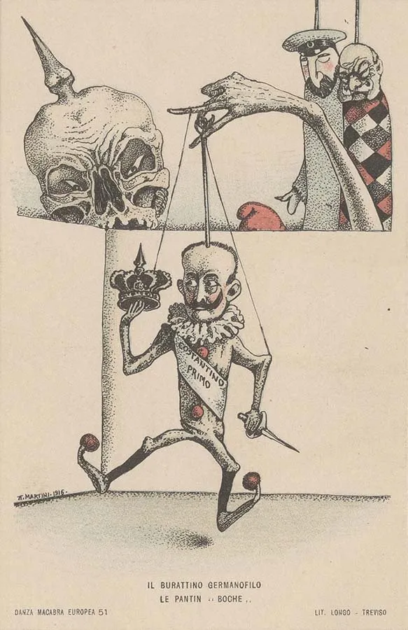 Alberto Martini: Il burattino germanofilo (litografía, Danza Macabra Europea, 1915-1916)