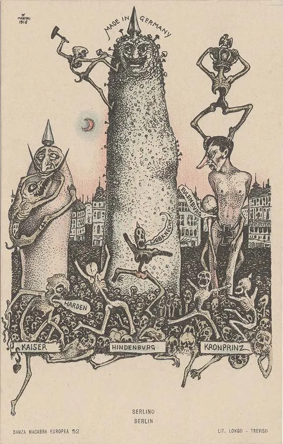 Alberto Martini: Berlino (litografía, Danza Macabra Europea, 1915-1916)