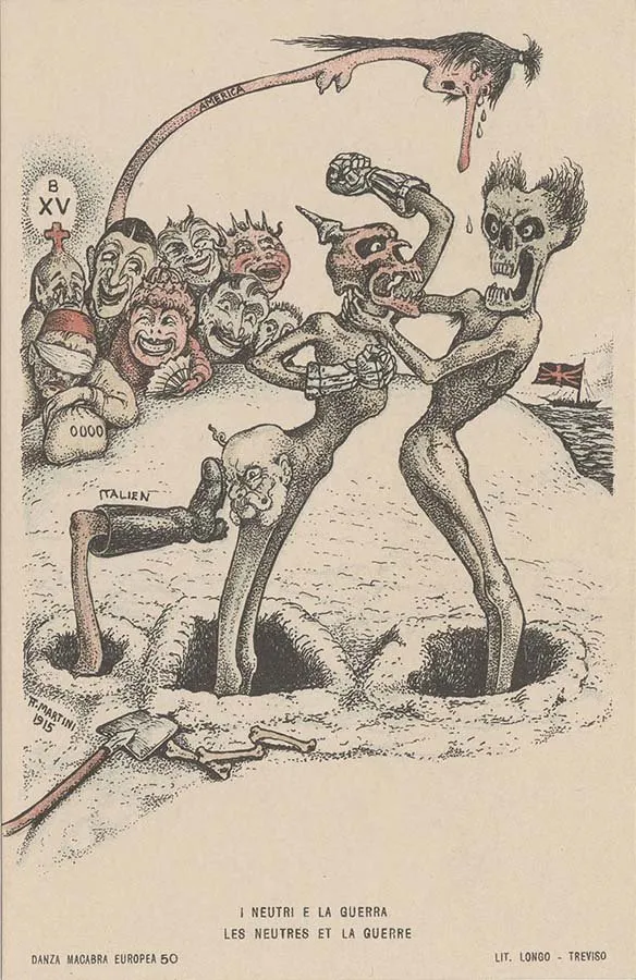 Alberto Martini: I neutri e la guerra (litografía, Danza Macabra Europea, 1915-1916)