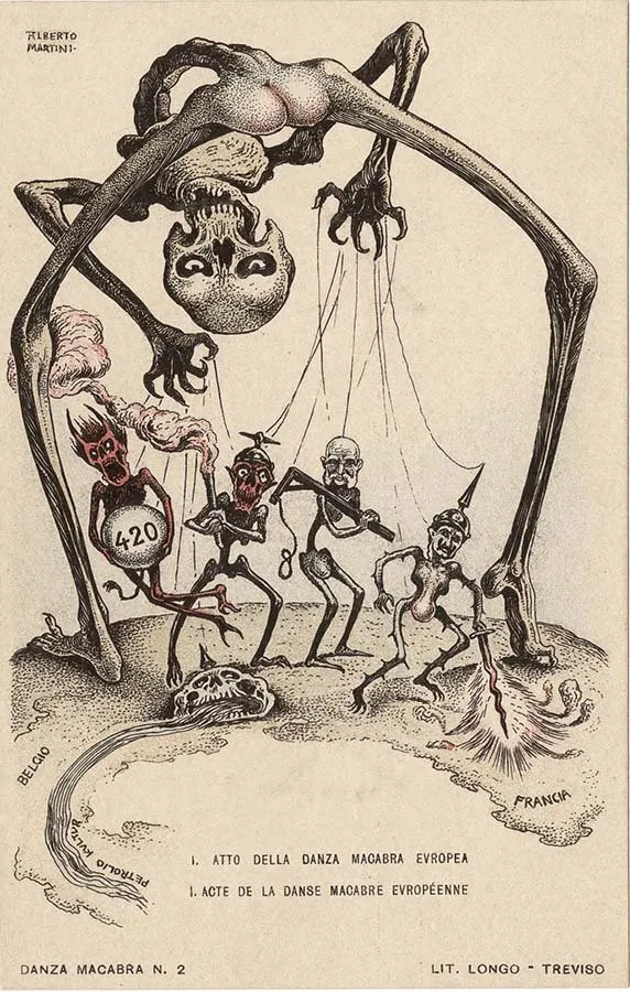 Alberto Martini: Atto della danza macabra europea (litografía, Danza Macabra Europea, 1915-1916)