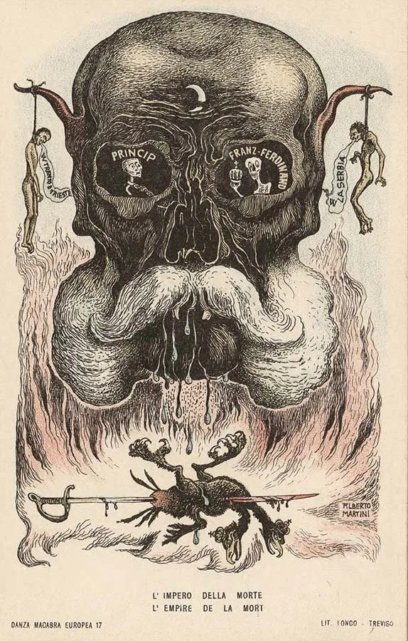 Alberto Martini: L'impero della morte (litografía, Danza Macabra Europea, 1915-1916)