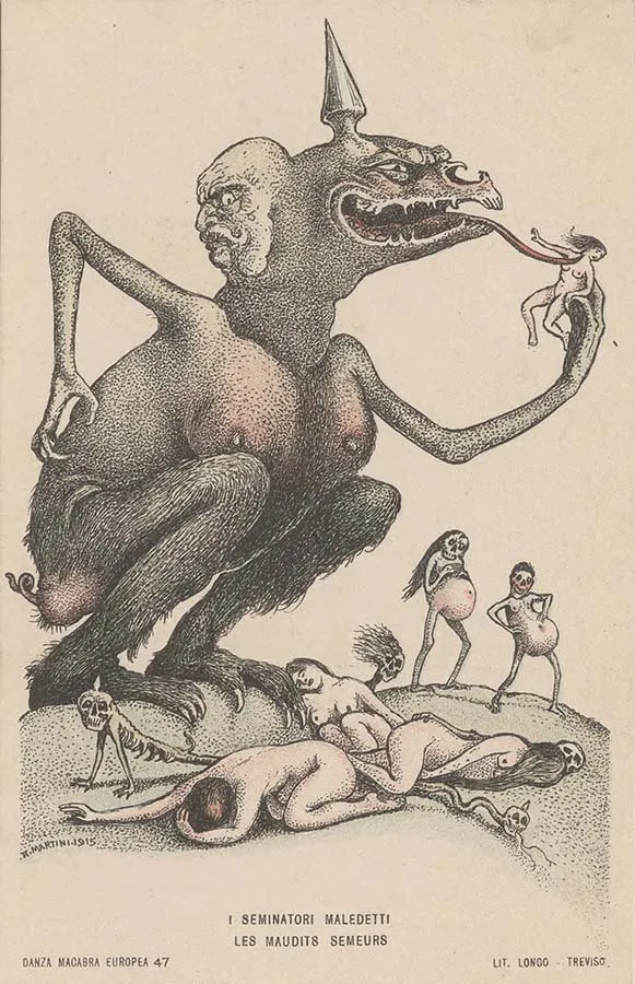 Alberto Martini: I seminatori maledetti (litografía, Danza Macabra Europea, 1915-1916)