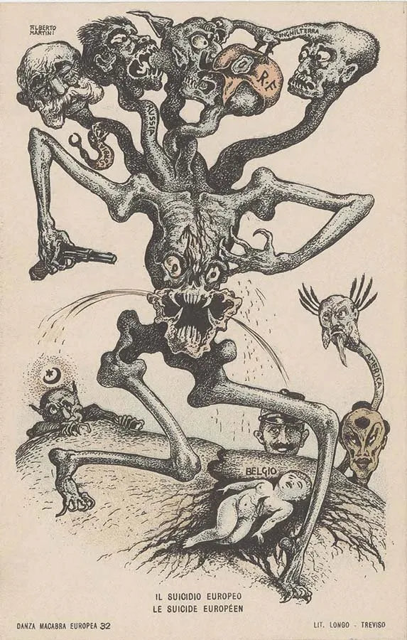 Alberto Martini: Il suicidio europeo (litografía, Danza Macabra Europea, 1915-1916)