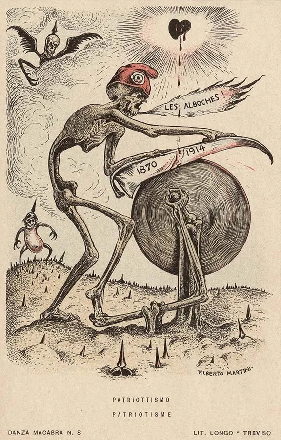 Alberto Martini: Patriottismo (litografía, Danza Macabra Europea, 1915-1916)