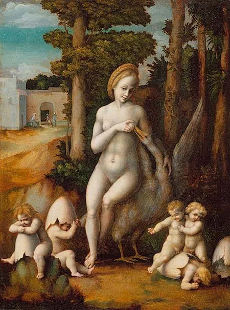 Bacchiacca: Leda y el cisne (siglo XVI)