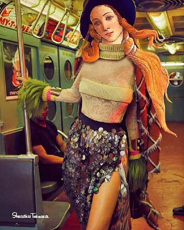La Venus de Botticelli, collage obra de Shusaku Takaoka.