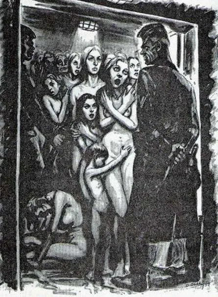 David Olère: mujeres y niños desnudos encerrados en la cámara de gas ante un SS
