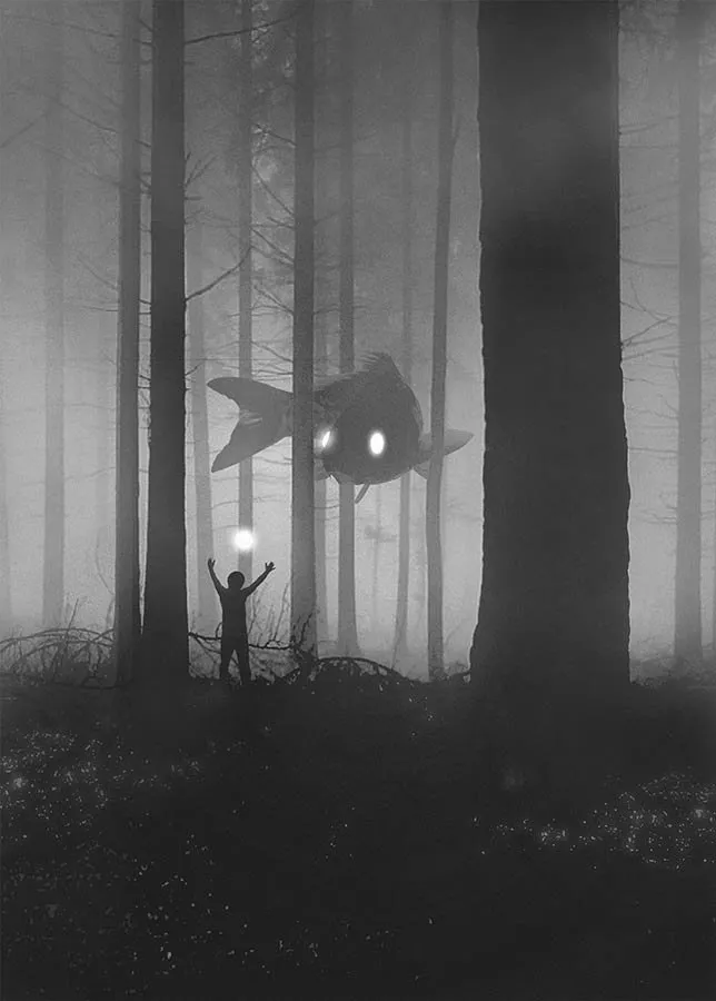 Dawid Planeta: pez gigante de ojos brillantes en el bosque («Mini People in the Jungle»)