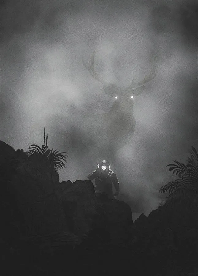 Dawid Planeta: ciervo gigante entre la niebla («Mini People in the Jungle»)