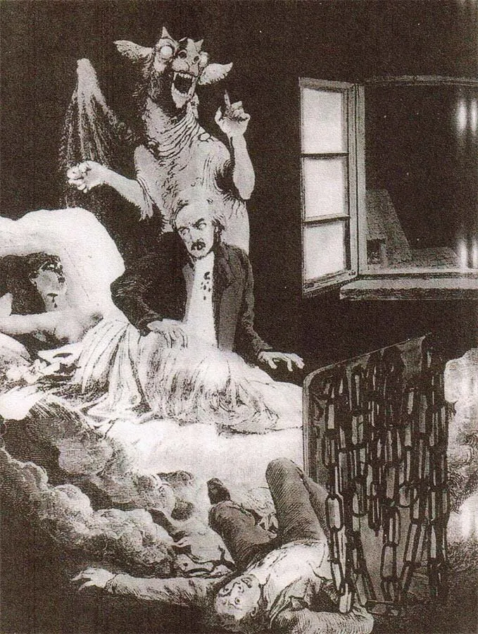 Ilustración de Emil Åberg para la primera adaptación gráfica de Drácula (1899-1900)