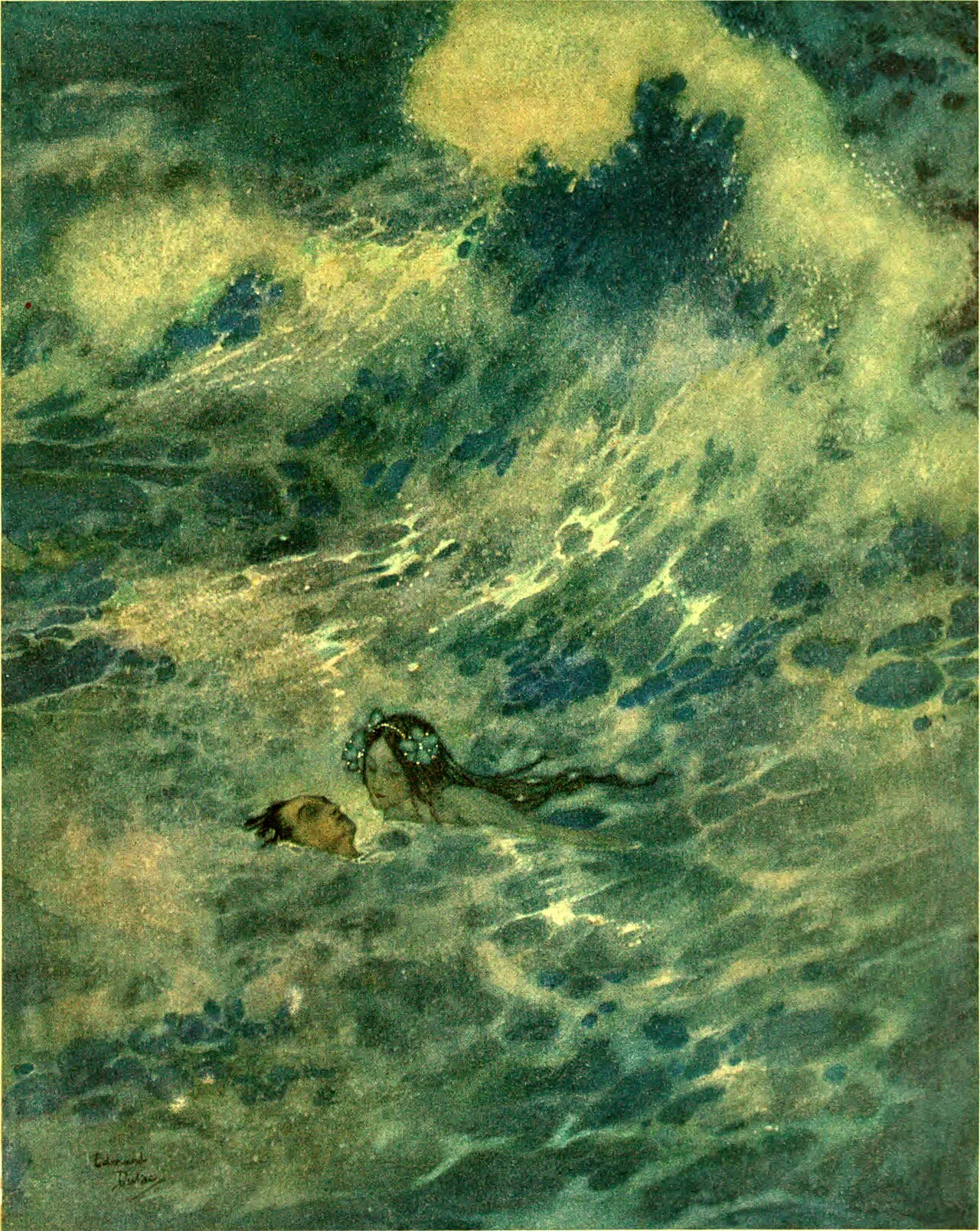 La sirenita, ilustración de Edmund Dulac para «Stories from Hans Andersen» (1910). Dominio público