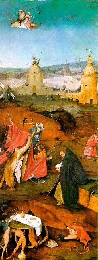 El Bosco: tabla derecha del tríptico de las tentaciones de San Antonio Abad (h. 1501)