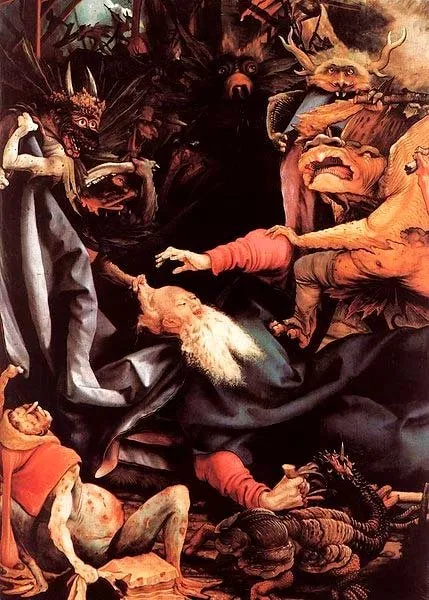 Matthias Grünewald: Las tentaciones de San Antonio, detalle del retablo de Isenheim (1512-1516)