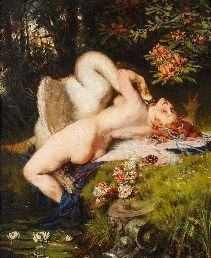Heinrich Lossow: Leda y el cisne (siglo XIX)