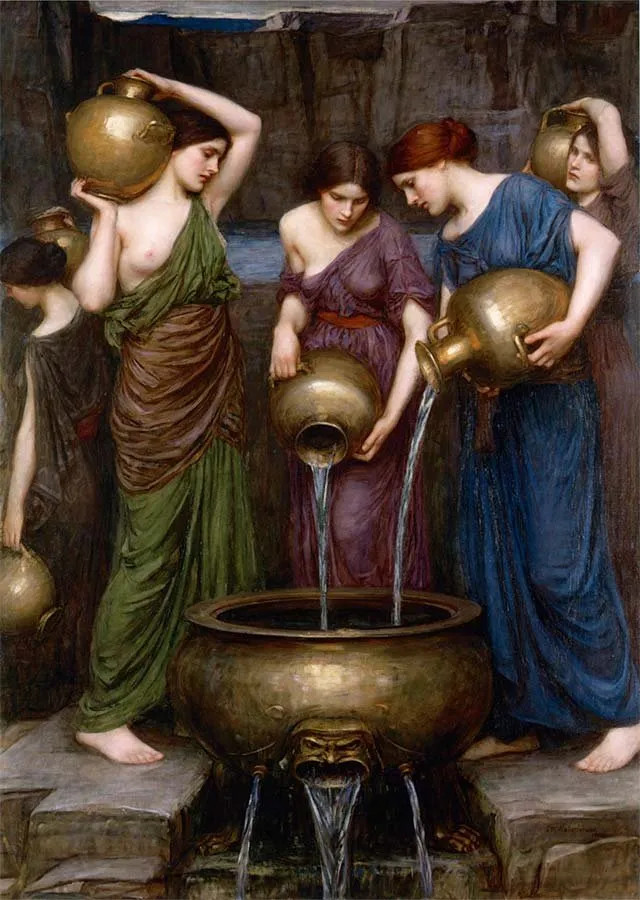 Pintura «Las Danaides» de John William Waterhouse, versión de 1903