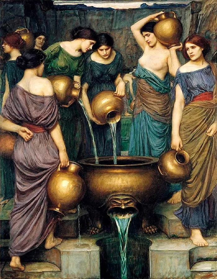 Pintura «Las Danaides» de John William Waterhouse, versión de 1906