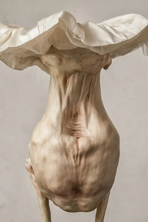 Francesco Albano: torso desinflado con gorguera y patas de ave