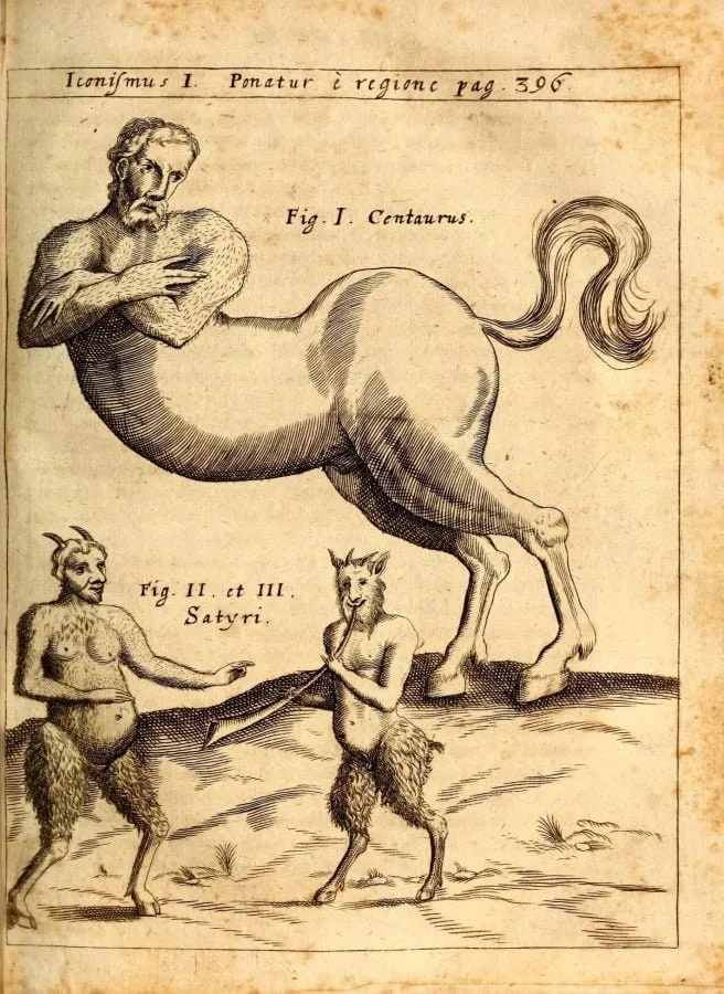 Centauro y sátiros, grabado de «Physica Curiosa» (1662)