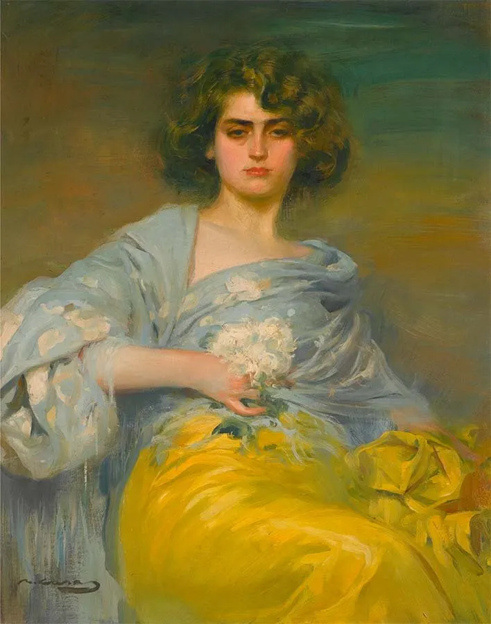 Ramón Casas: Júlia Peraire con flores (1908)