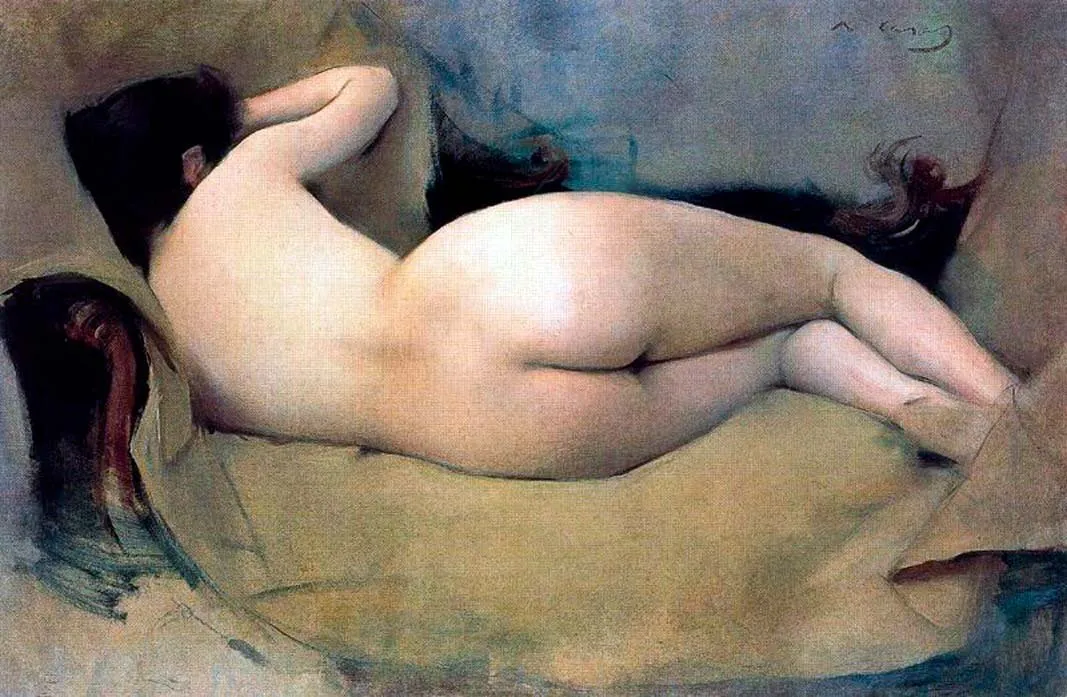 Ramón Casas: desnudo de Júlia Peraire de espaldas