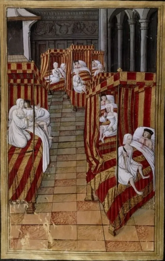 Miniatura de Robinet Testard con las Danaides asesinando a sus maridos